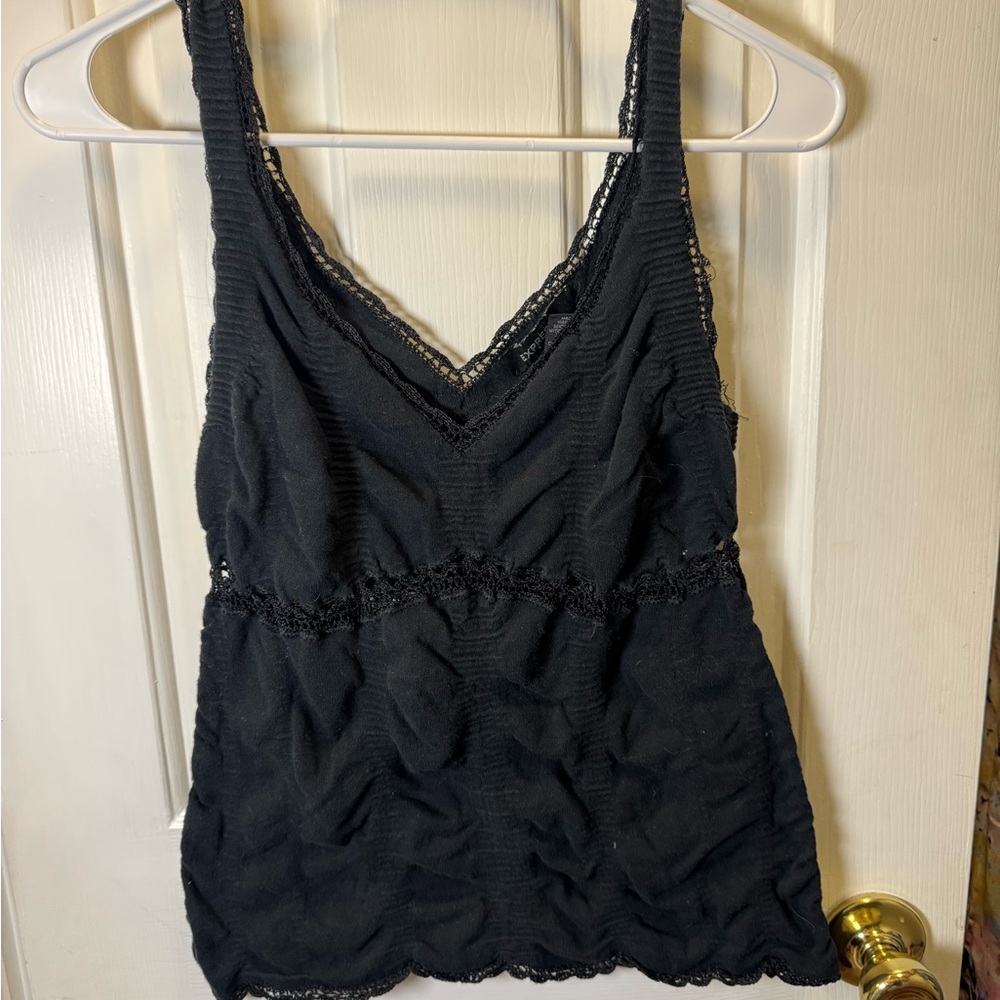EXPRESS Babydoll Black Lace Trimmed Tank Top